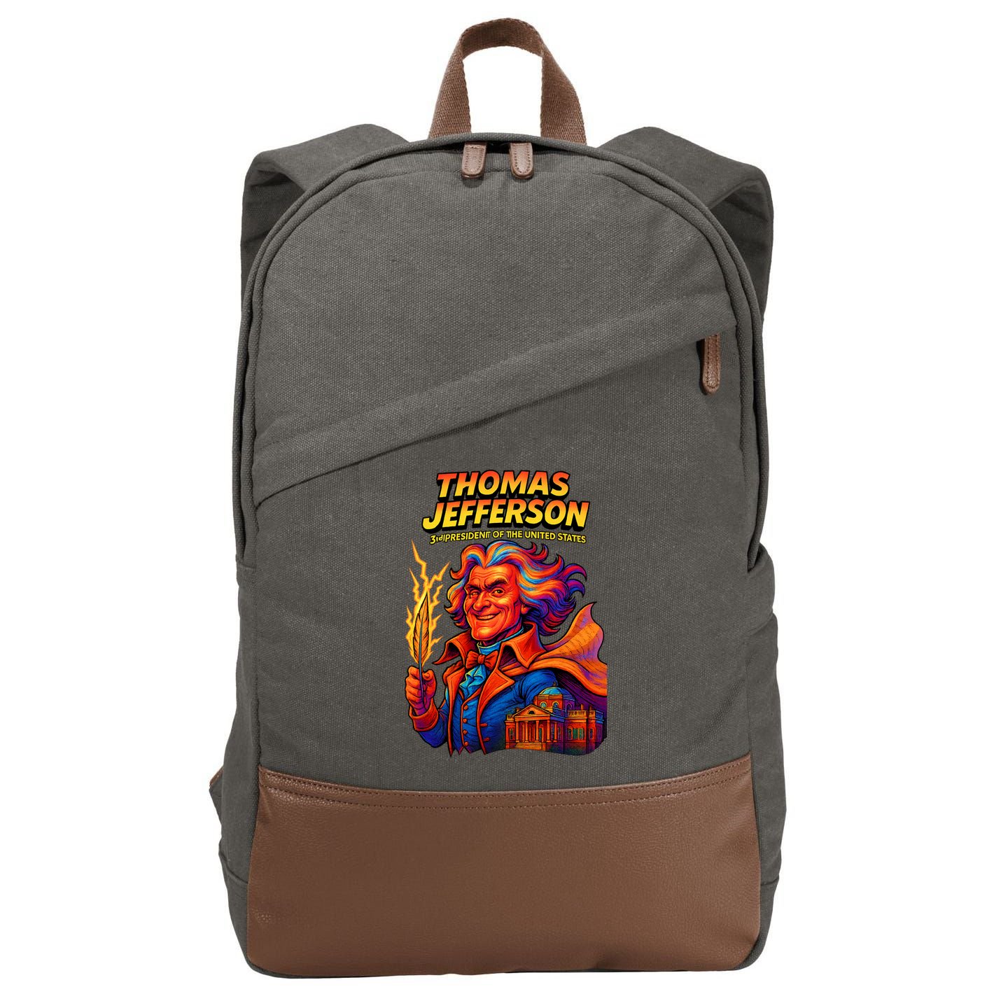 Thomas Jefferson The 3rd President Presidential Chronicles Cotton Canvas Backpack