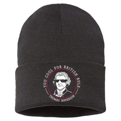 Thomas Jefferson Too Cool For British Rule Patriotic Sustainable Knit Beanie