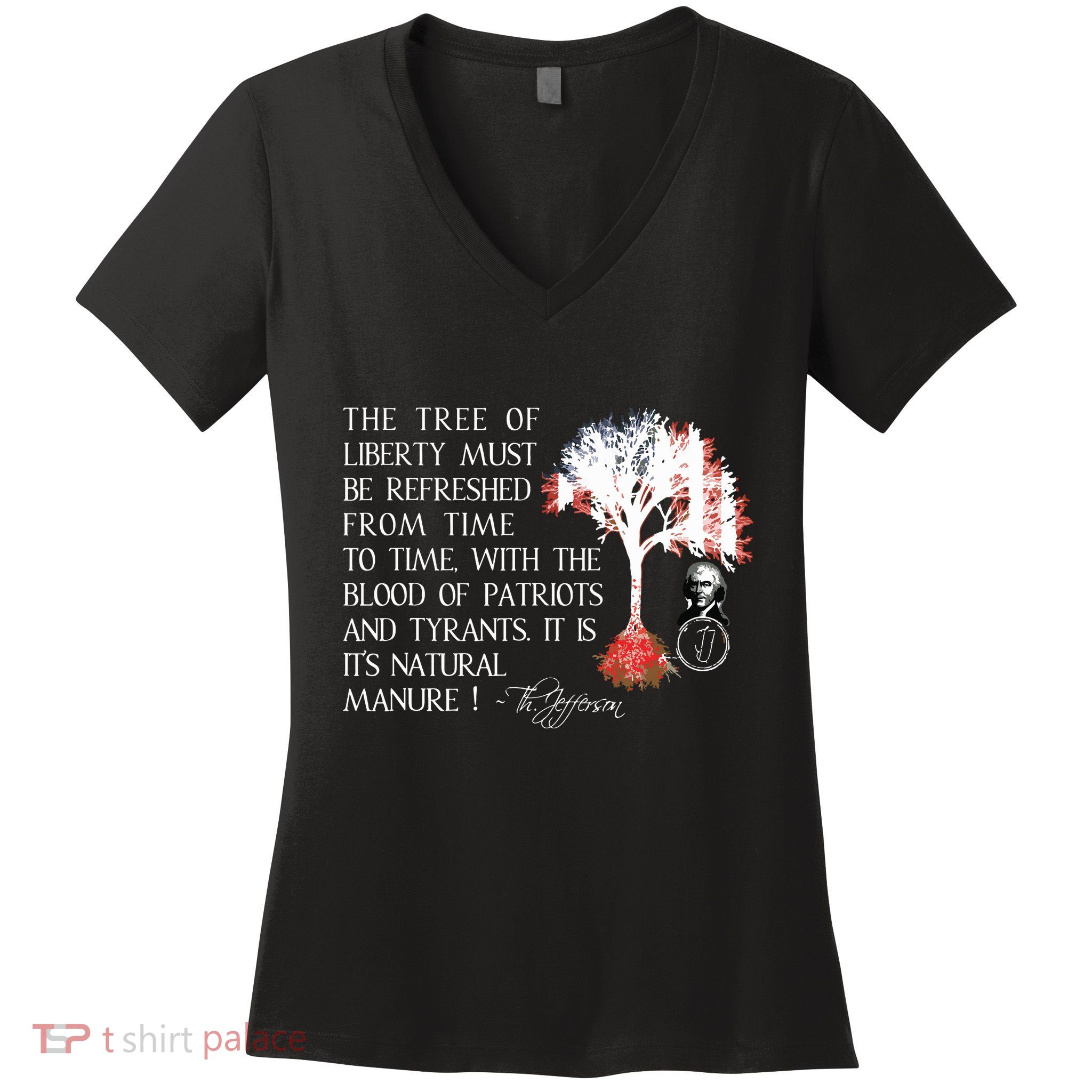 Thomas Jefferson Tree Of Liberty Women's V-Neck T-Shirt