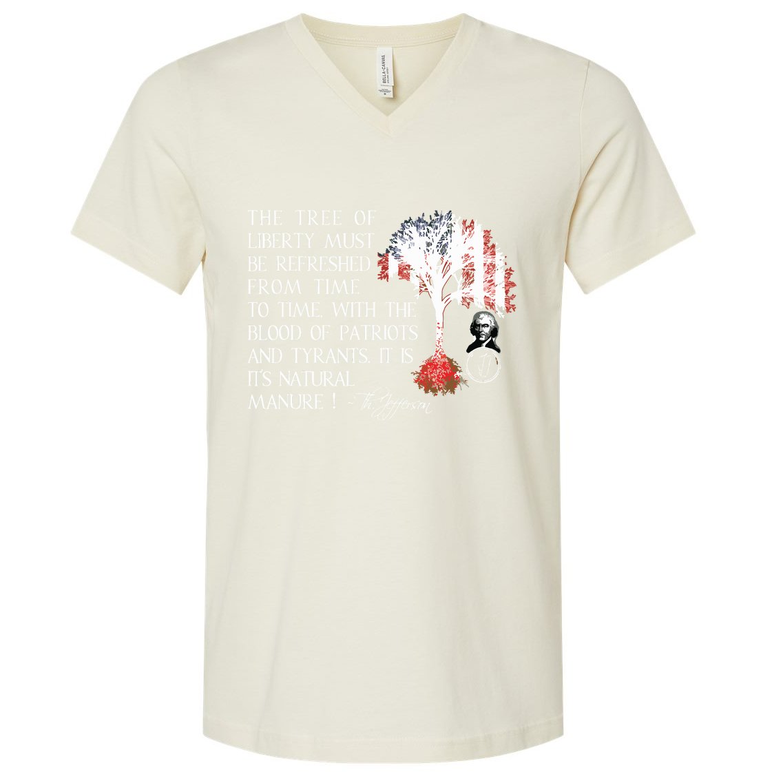 Thomas Jefferson Tree Of Liberty V-Neck T-Shirt