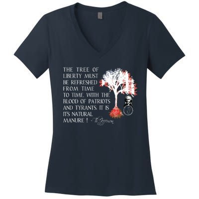 Thomas Jefferson Tree Of Liberty Women's V-Neck T-Shirt