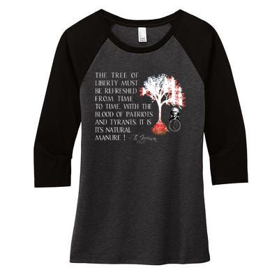 Thomas Jefferson Tree Of Liberty Women's Tri-Blend 3/4-Sleeve Raglan Shirt