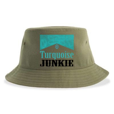 Turquoise Junkie Turquoise Gemstone Lovers Vintage Style Cute Gift Sustainable Bucket Hat