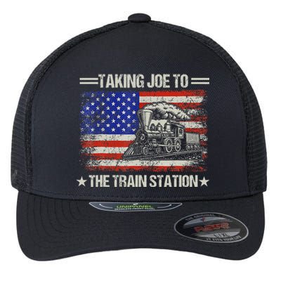 Taking Joe To The Train Station Trump 2024 Flexfit Unipanel Trucker Cap