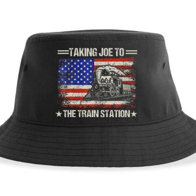 Taking Joe To The Train Station Trump 2024 Sustainable Bucket Hat