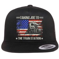 Taking Joe To The Train Station Trump 2024 Flat Bill Trucker Hat