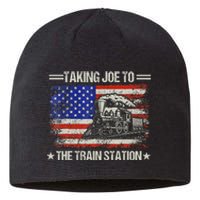 Taking Joe To The Train Station Trump 2024 Sustainable Beanie