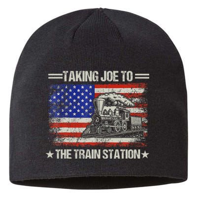 Taking Joe To The Train Station Trump 2024 Sustainable Beanie