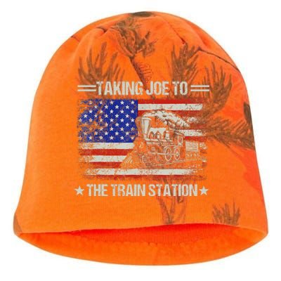 Taking Joe To The Train Station Trump 2024 Kati - Camo Knit Beanie