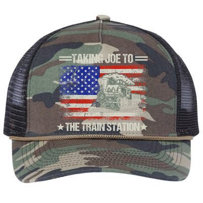 Taking Joe To The Train Station Trump 2024 Retro Rope Trucker Hat Cap