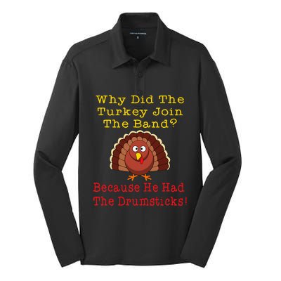 Thanksgiving Joke Turkey Drumsticks Band Drummer Silk Touch Performance Long Sleeve Polo