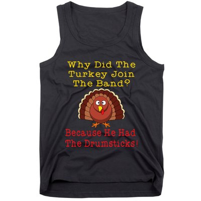 Thanksgiving Joke Turkey Drumsticks Band Drummer Tank Top