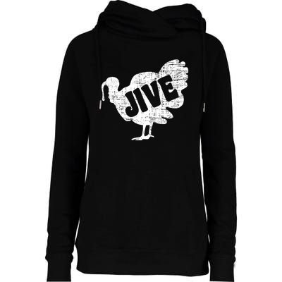 Thanksgiving Jive Turkey Womens Funnel Neck Pullover Hood