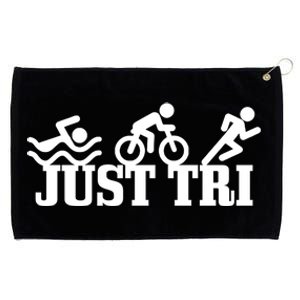 Triathlon Just Tri Swim Bike Run Funny Triathlete Gift Grommeted Golf Towel