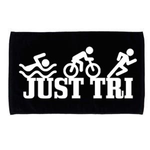 Triathlon Just Tri Swim Bike Run Funny Triathlete Gift Microfiber Hand Towel