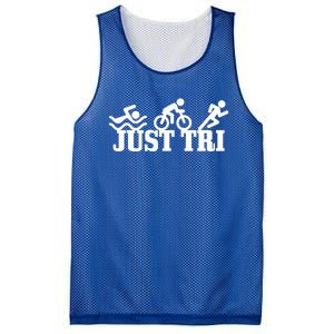 Triathlon Just Tri Swim Bike Run Funny Triathlete Gift Mesh Reversible Basketball Jersey Tank