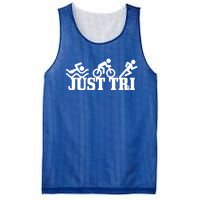 Triathlon Just Tri Swim Bike Run Funny Triathlete Gift Mesh Reversible Basketball Jersey Tank