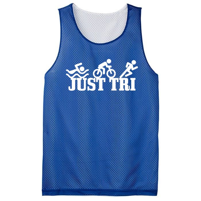 Triathlon Just Tri Swim Bike Run Funny Triathlete Gift Mesh Reversible Basketball Jersey Tank