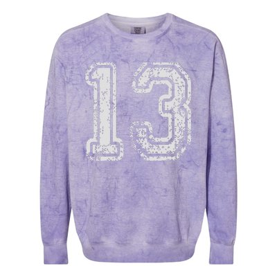 Team Jersey Uniforms Number 13 Thirteen School Sports Bdays Colorblast Crewneck Sweatshirt