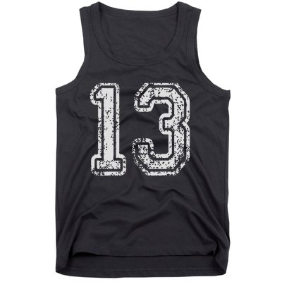 Team Jersey Uniforms Number 13 Thirteen School Sports Bdays Tank Top