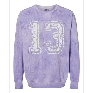 Team Jersey Uniforms Number 13 Thirteen School Sports Colorblast Crewneck Sweatshirt