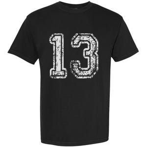 Team Jersey Uniforms Number 13 Thirteen School Sports Garment-Dyed Heavyweight T-Shirt