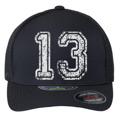 Team Jersey Uniforms Number 13 Thirteen School Sports Flexfit Unipanel Trucker Cap