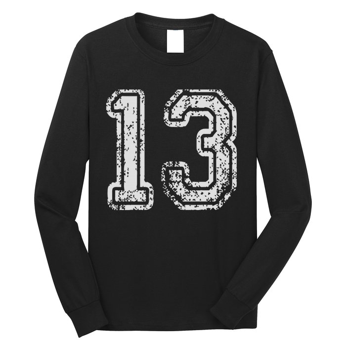 Team Jersey Uniforms Number 13 Thirteen School Sports Long Sleeve Shirt