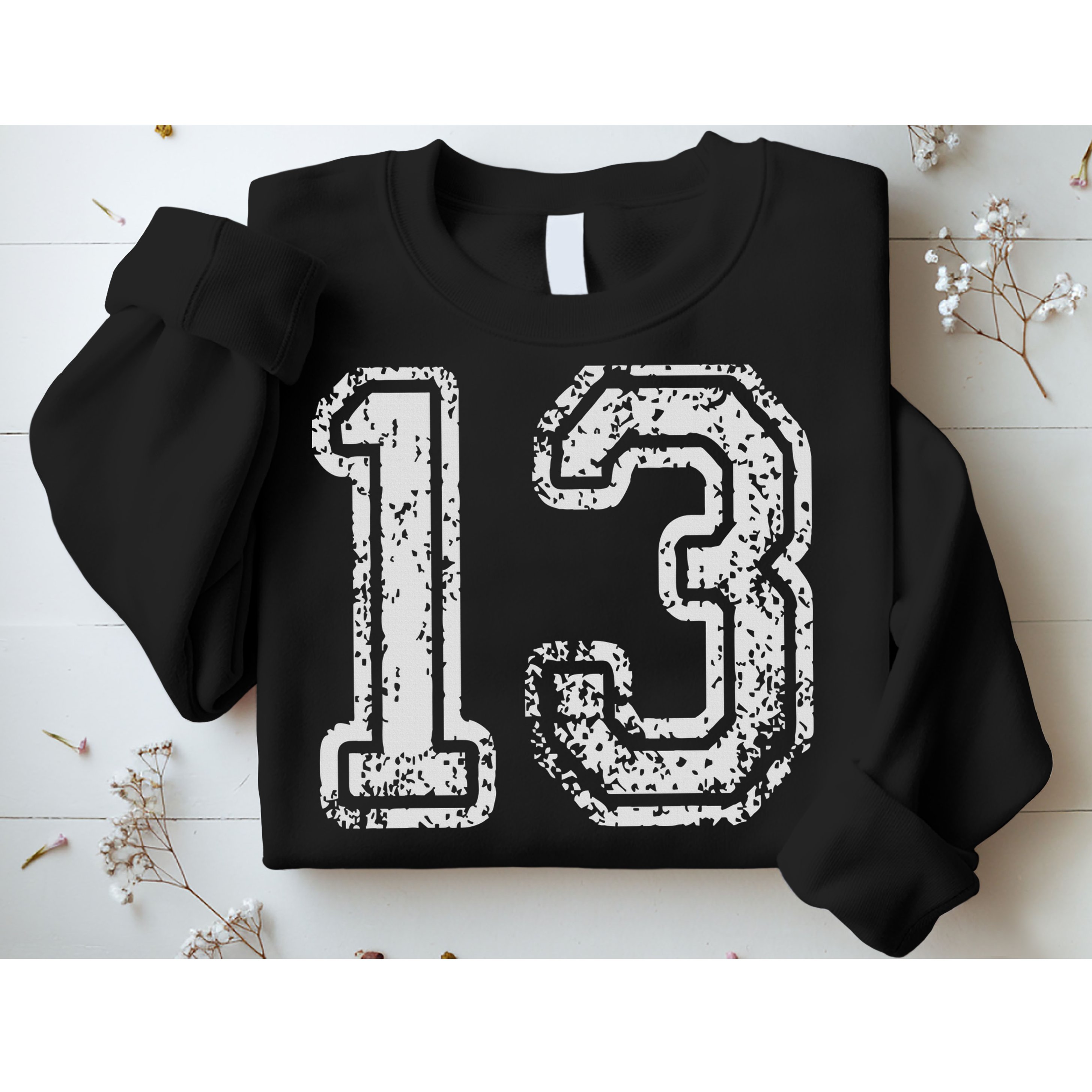Team Jersey Uniforms Number 13 Thirteen School Sports Sweatshirt