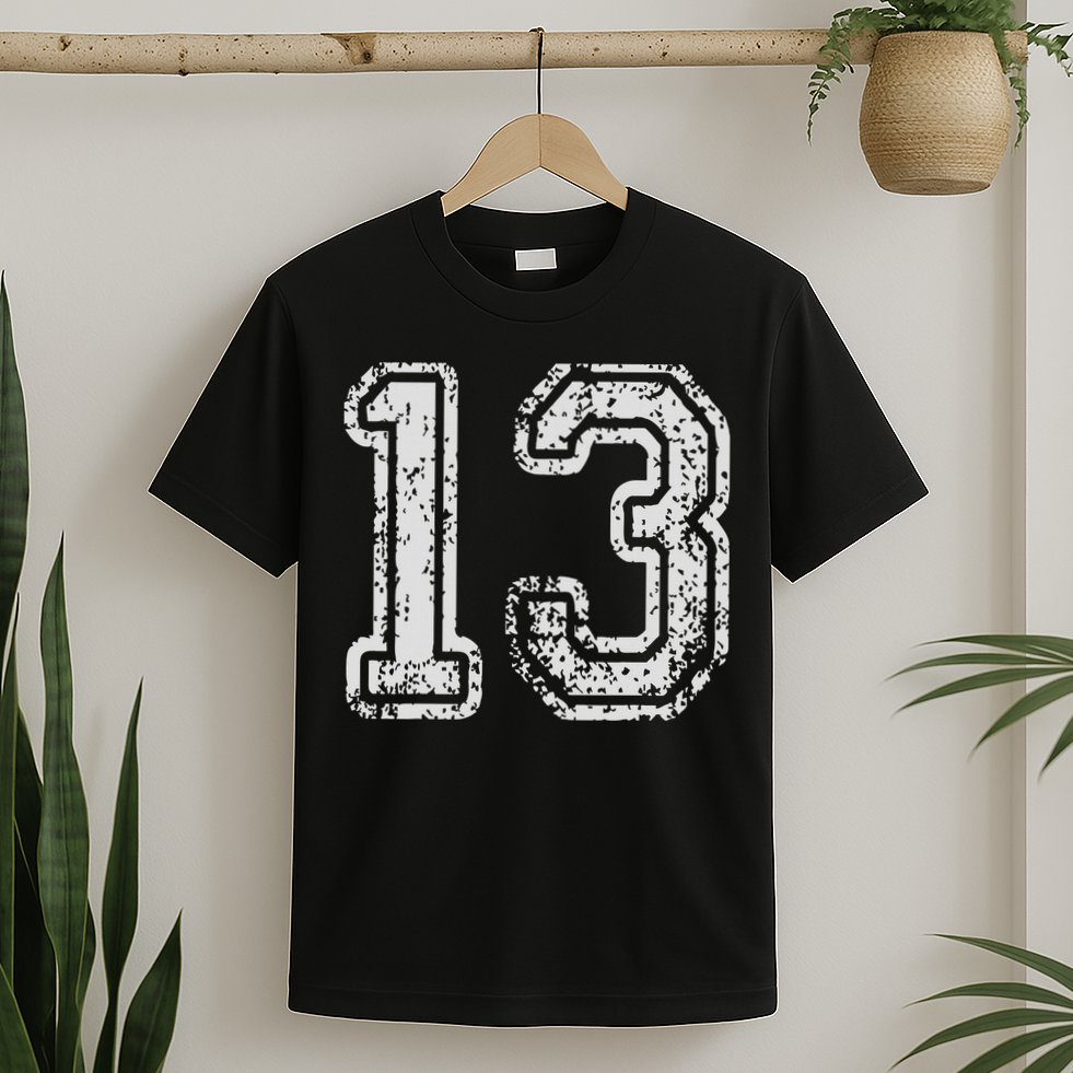 Team Jersey Uniforms Number 13 Thirteen School Sports T-Shirt