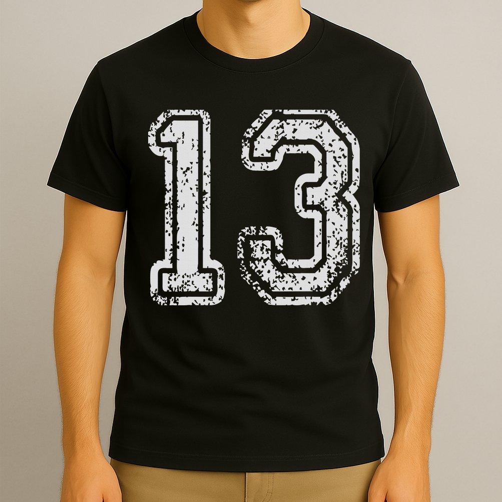 Team Jersey Uniforms Number 13 Thirteen School Sports T-Shirt