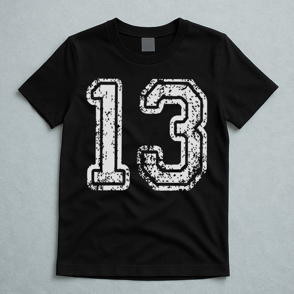 Team Jersey Uniforms Number 13 Thirteen School Sports T-Shirt