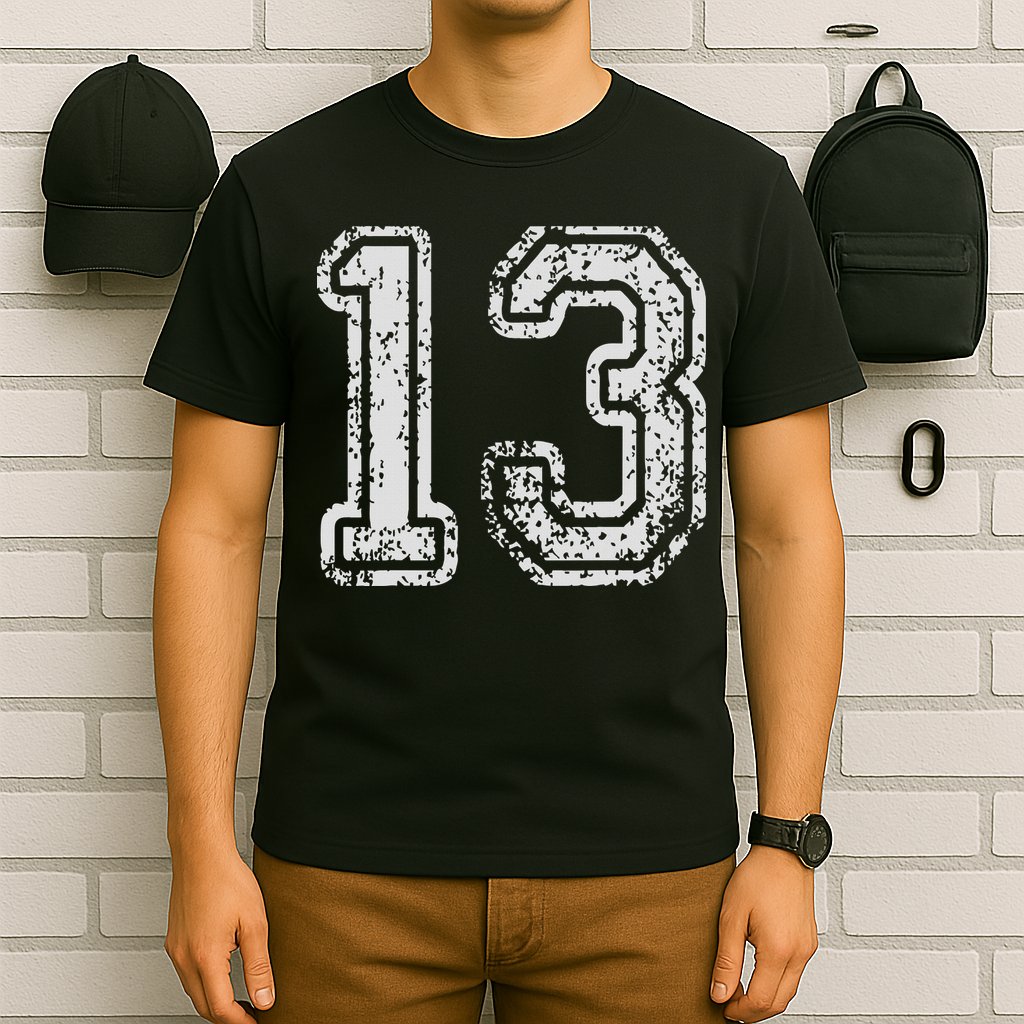 Team Jersey Uniforms Number 13 Thirteen School Sports T-Shirt