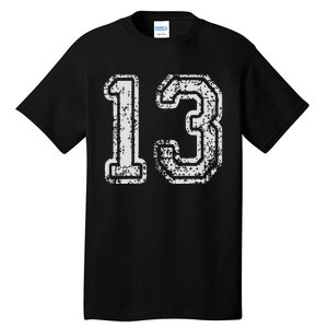 Team Jersey Uniforms Number 13 Thirteen School Sports Tall T-Shirt