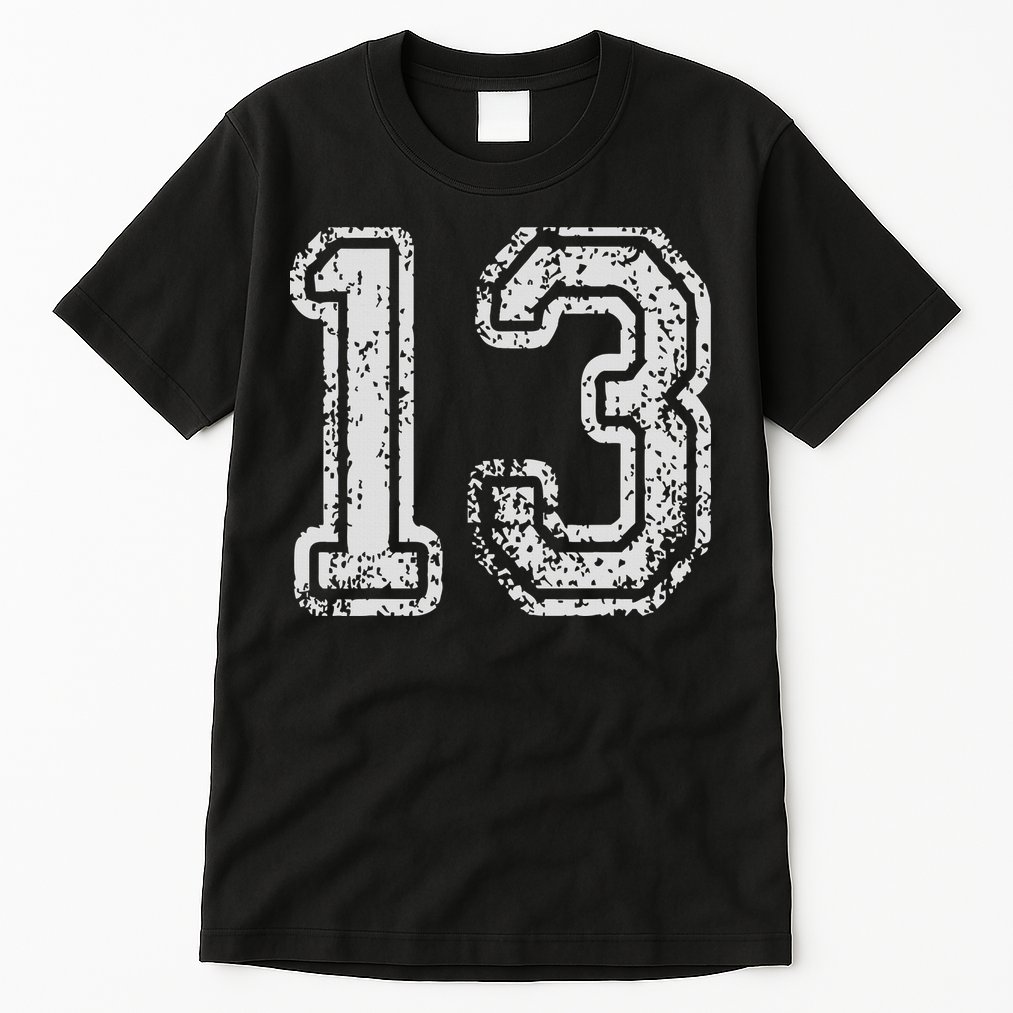 Team Jersey Uniforms Number 13 Thirteen School Sports Tall T-Shirt