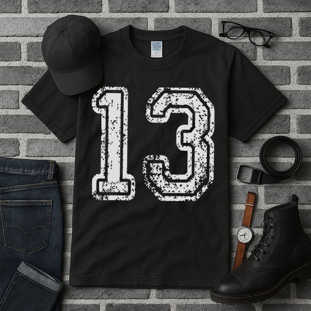 Team Jersey Uniforms Number 13 Thirteen School Sports Tall T-Shirt