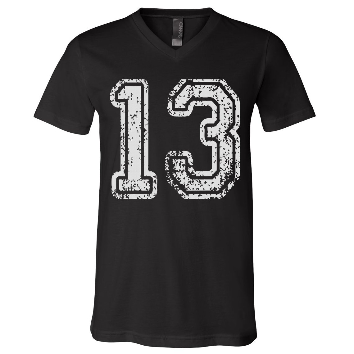 Team Jersey Uniforms Number 13 Thirteen School Sports V-Neck T-Shirt