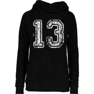 Team Jersey Uniforms Number 13 Thirteen School Sports Womens Funnel Neck Pullover Hood