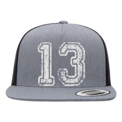 Team Jersey Uniforms Number 13 Thirteen School Sports Flat Bill Trucker Hat