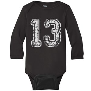 Team Jersey Uniforms Number 13 Thirteen School Sports Baby Long Sleeve Bodysuit