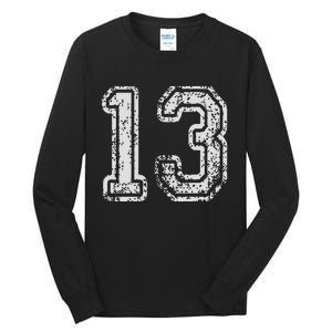 Team Jersey Uniforms Number 13 Thirteen School Sports Tall Long Sleeve T-Shirt