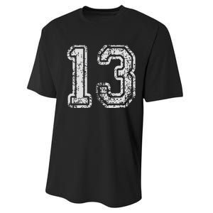 Team Jersey Uniforms Number 13 Thirteen School Sports Performance Sprint T-Shirt