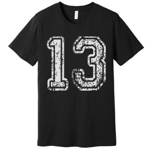 Team Jersey Uniforms Number 13 Thirteen School Sports Premium T-Shirt