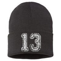 Team Jersey Uniforms Number 13 Thirteen School Sports Sustainable Knit Beanie