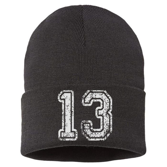 Team Jersey Uniforms Number 13 Thirteen School Sports Sustainable Knit Beanie