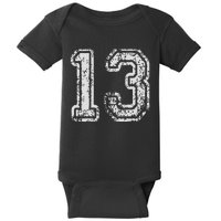 Team Jersey Uniforms Number 13 Thirteen School Sports Baby Bodysuit