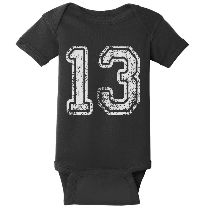 Team Jersey Uniforms Number 13 Thirteen School Sports Baby Bodysuit