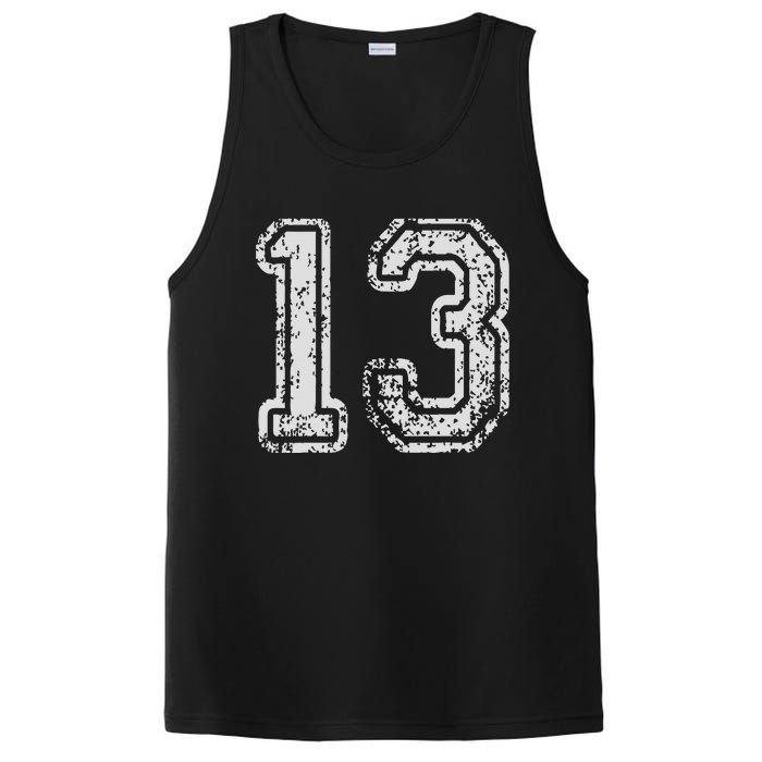 Team Jersey Uniforms Number 13 Thirteen School Sports PosiCharge Competitor Tank