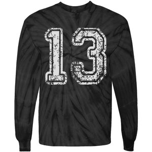 Team Jersey Uniforms Number 13 Thirteen School Sports Tie-Dye Long Sleeve Shirt