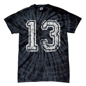 Team Jersey Uniforms Number 13 Thirteen School Sports Tie-Dye T-Shirt